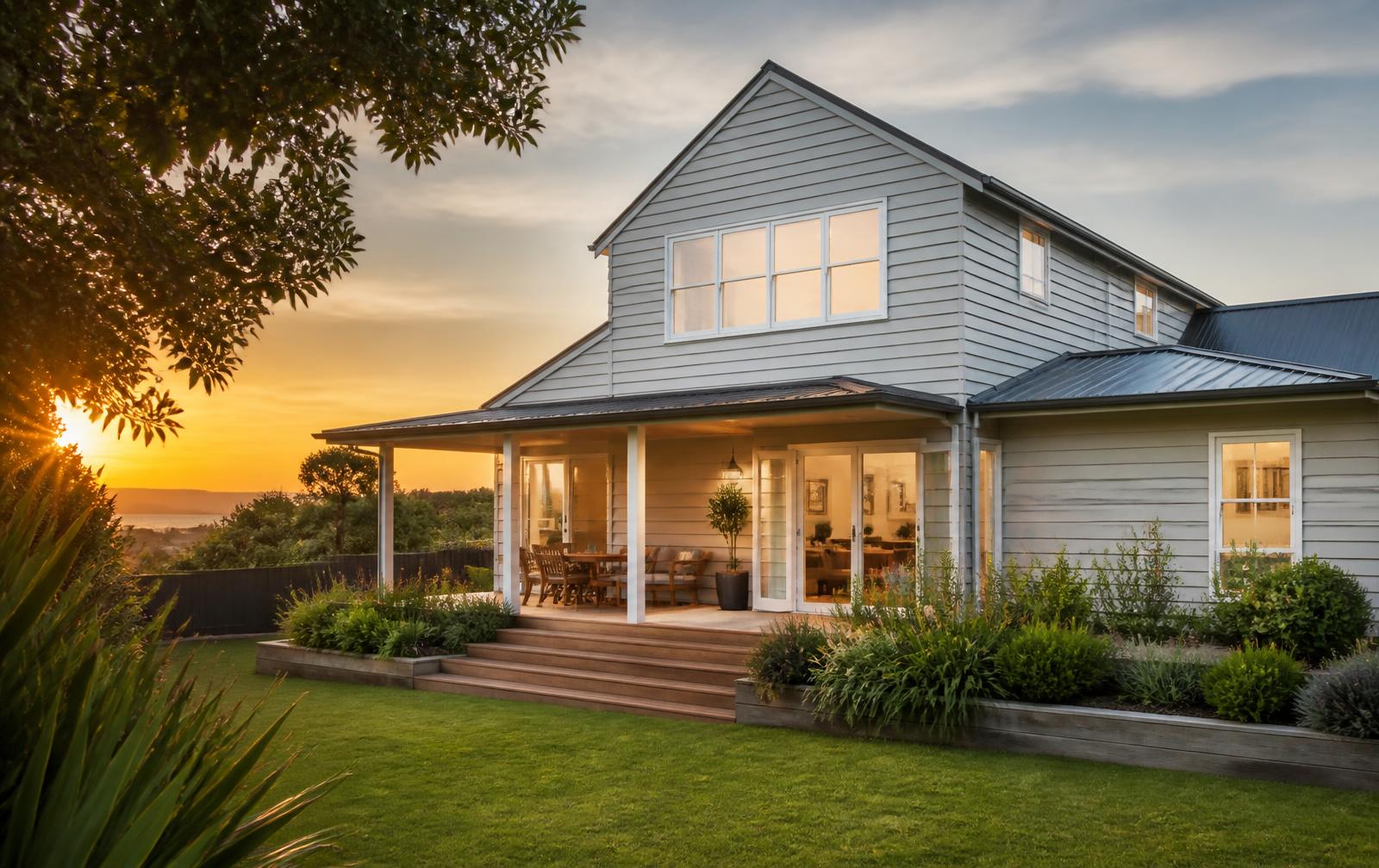A contemporary New Zealand home surrounded by native planting